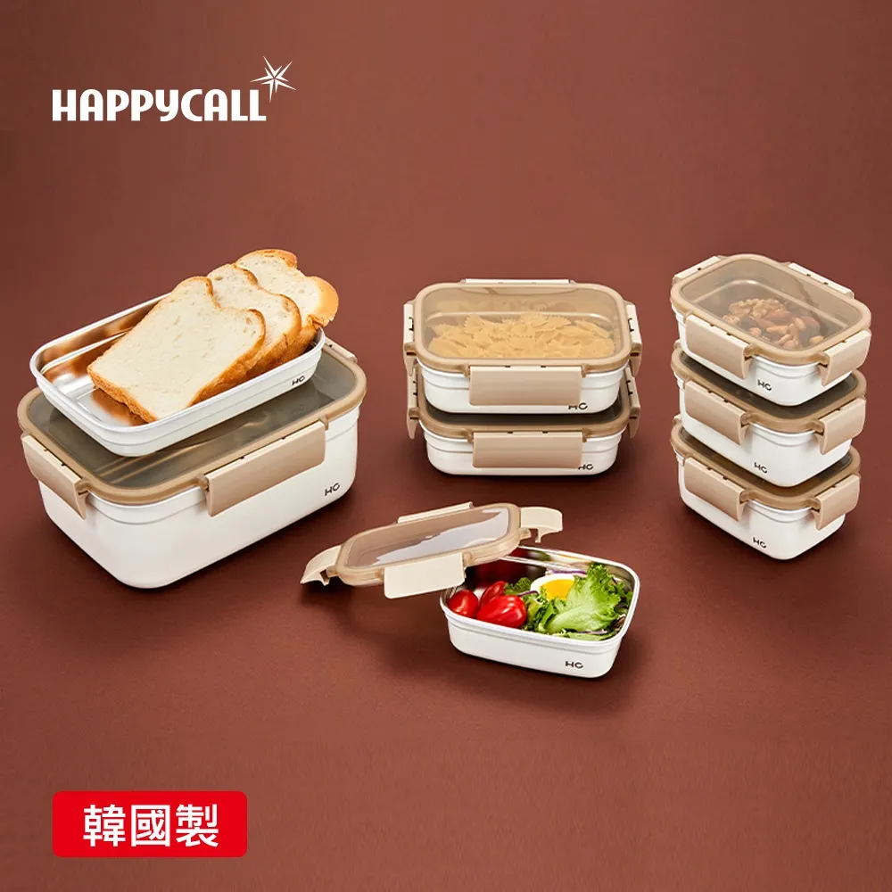 【韓國HAPPYCALL】韓國製白瓷釉304不鏽鋼保鮮盒8件組(500ml/650ml/850ml/920ml/3.6L) 歷史價格詳細信息