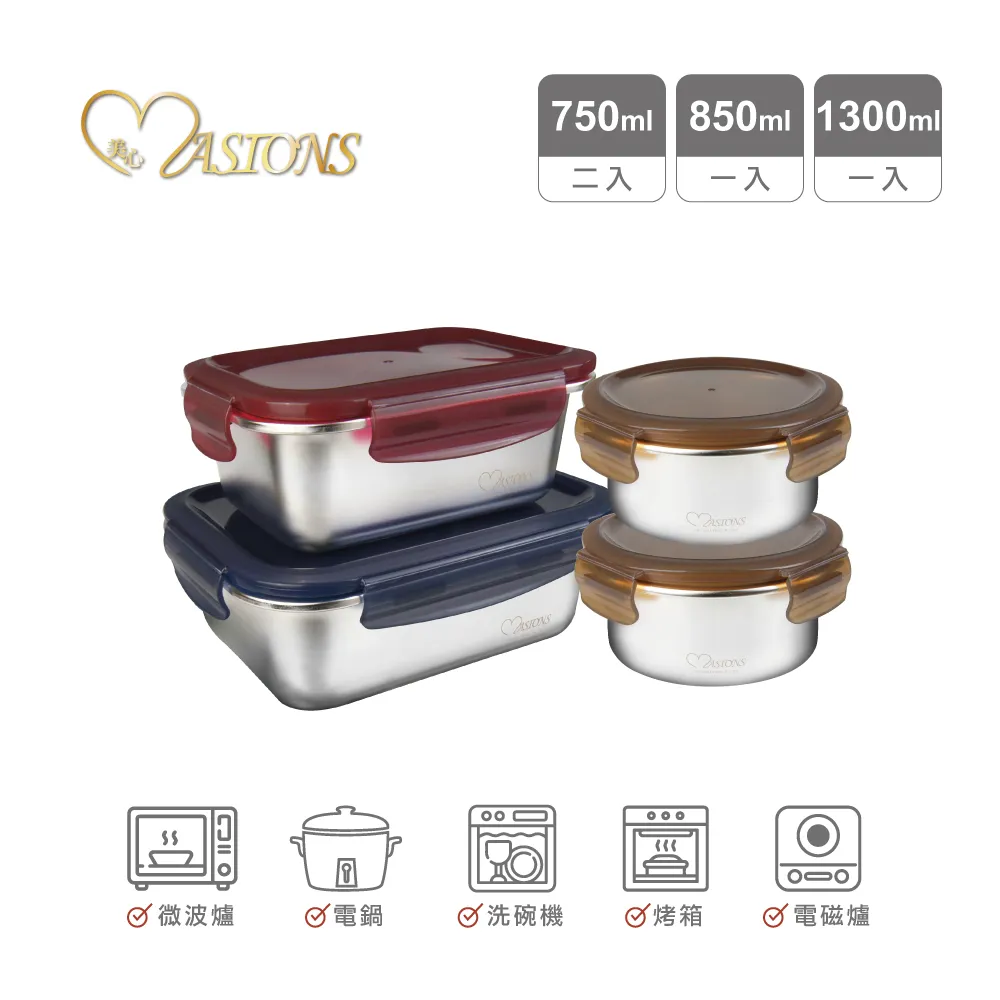 【MASIONS 美心】可微波 皇家316不鏽鋼抗菌保鮮盒 (2件組) 歷史價格詳細信息