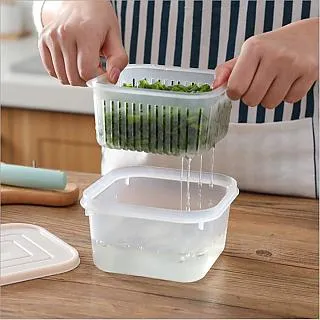 【PS Mall】瀝水盒 收納盒 塑料盒 大號 透明塑料盒 餐具收納盒 透明瀝水保鮮盒 2入(J3041) 歷史價格詳細信息