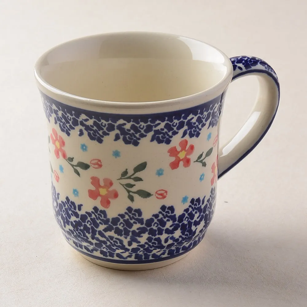 波蘭陶 藍印紅花系列 雙耳圓形深餐盤 22cm 波蘭手工製 歷史價格詳細信息