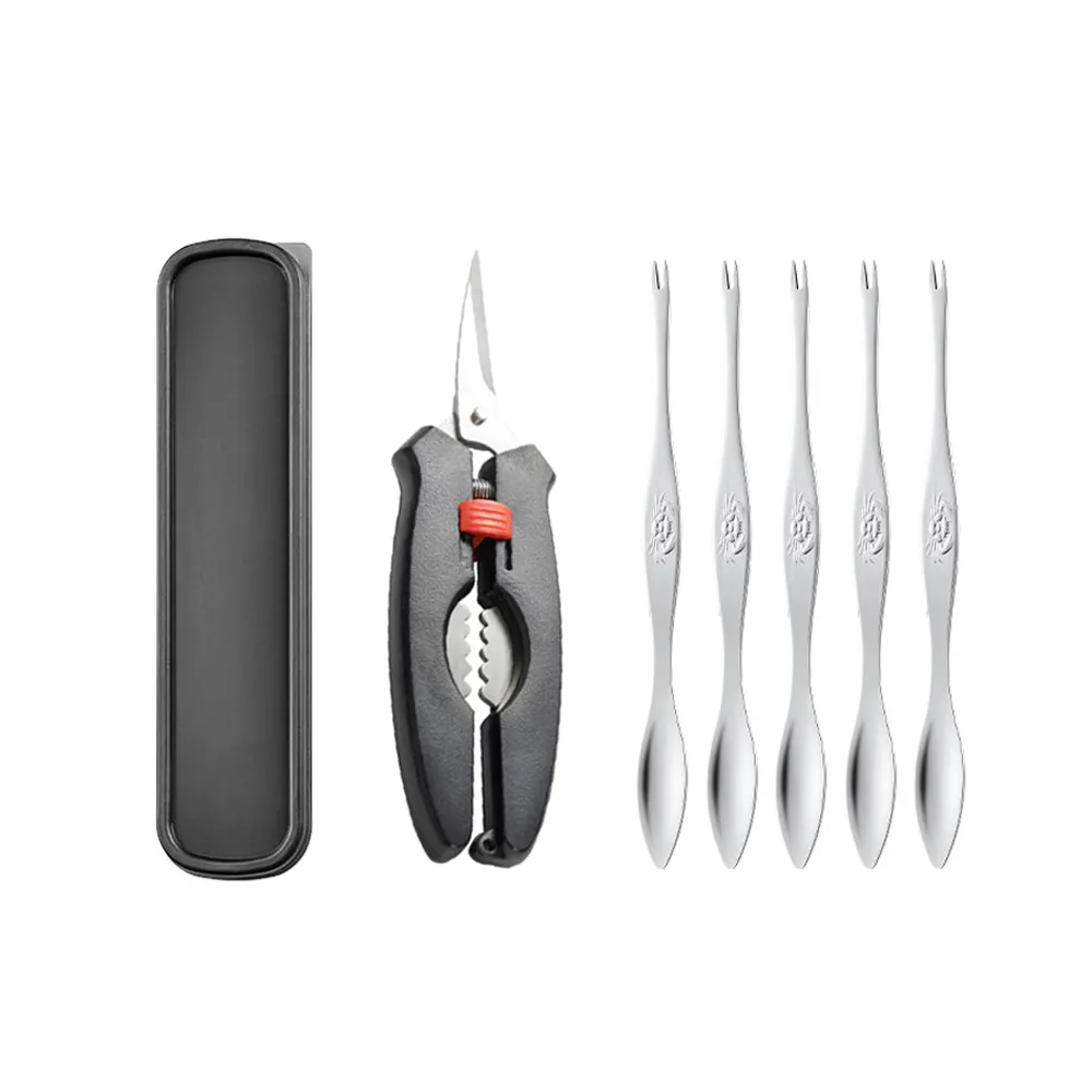 PUSH!餐具用品吃蟹工具蟹六件蟹鉗蟹夾蟹針六件套D158 歷史價格詳細信息