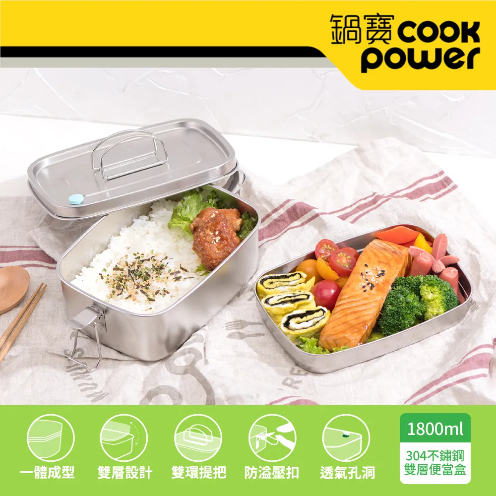 【CookPower 鍋寶】不鏽鋼雙層便當盒(SSB-61500) 歷史價格詳細信息