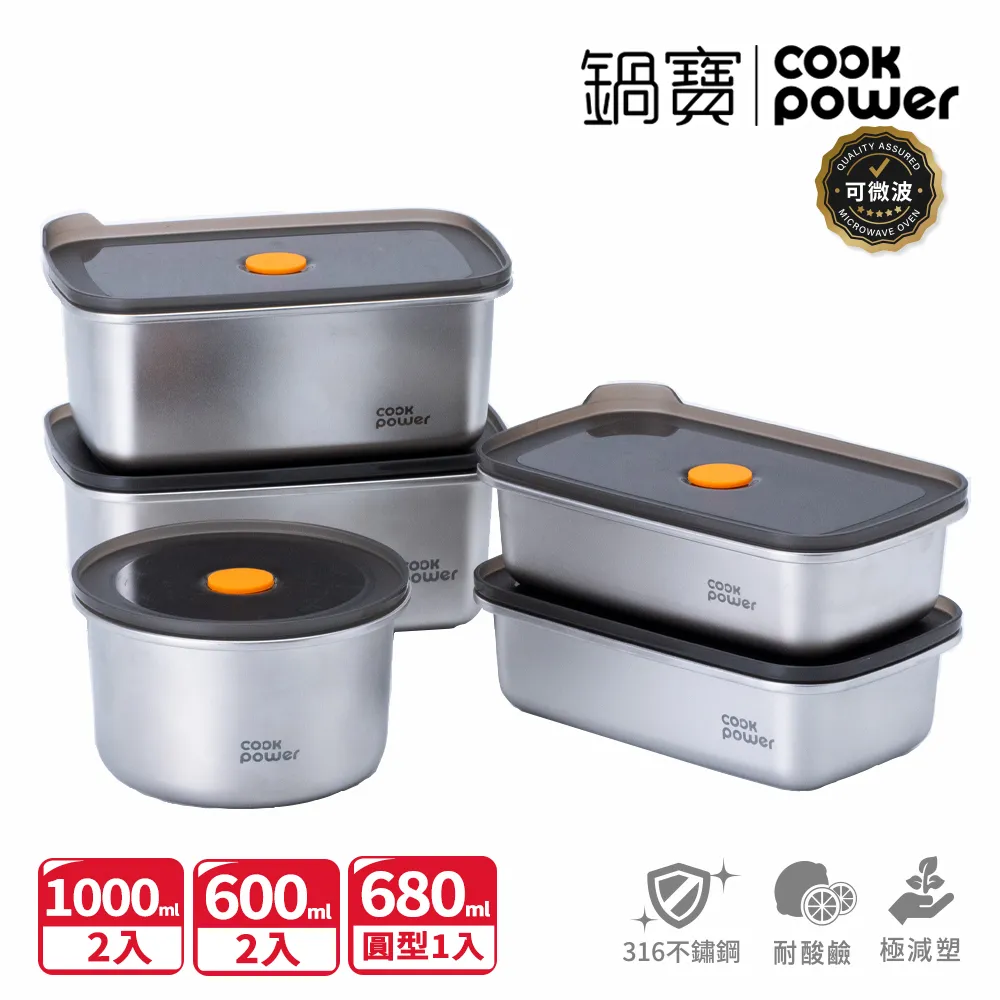 【CookPower 鍋寶】微氧系列可微波316不鏽鋼保鮮盒精選6件組 歷史價格詳細信息