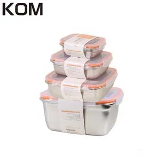 【KOM】不鏽鋼保鮮盒四件組-黑/橘(350ML+850ML+1800ML+2800ML) 歷史價格詳細信息