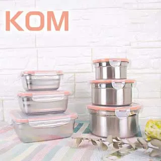 【KOM】不鏽鋼保鮮盒四件組-黑/橘(350ML+850ML+1800ML+2800ML) 歷史價格詳細信息