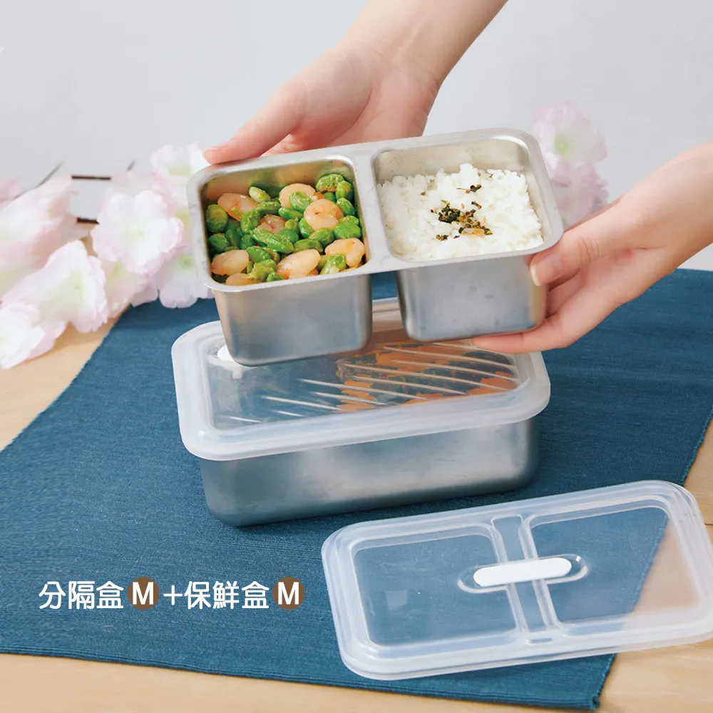 【LiFE RiCH】Double Box 可微波不鏽鋼分隔盒-M 450ml&450ml(3色可選) 歷史價格詳細信息