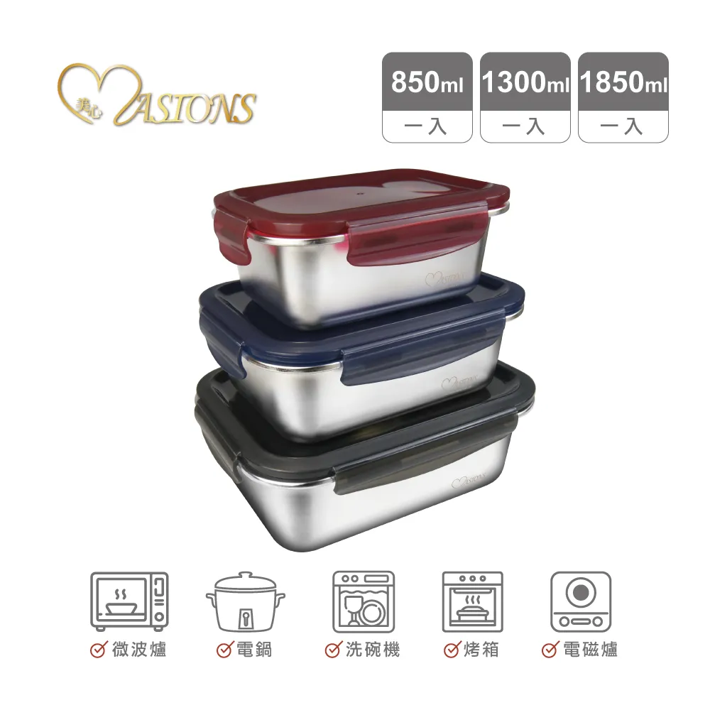 【MASIONS 美心】可微波 皇家316不鏽鋼抗菌保鮮盒 (2件組) 歷史價格詳細信息