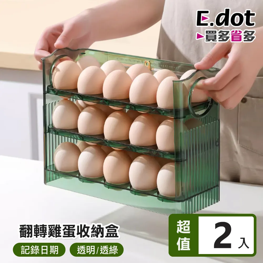 【E.dot】大容量自動彈蓋雞蛋收納盒 -2入組 歷史價格詳細信息