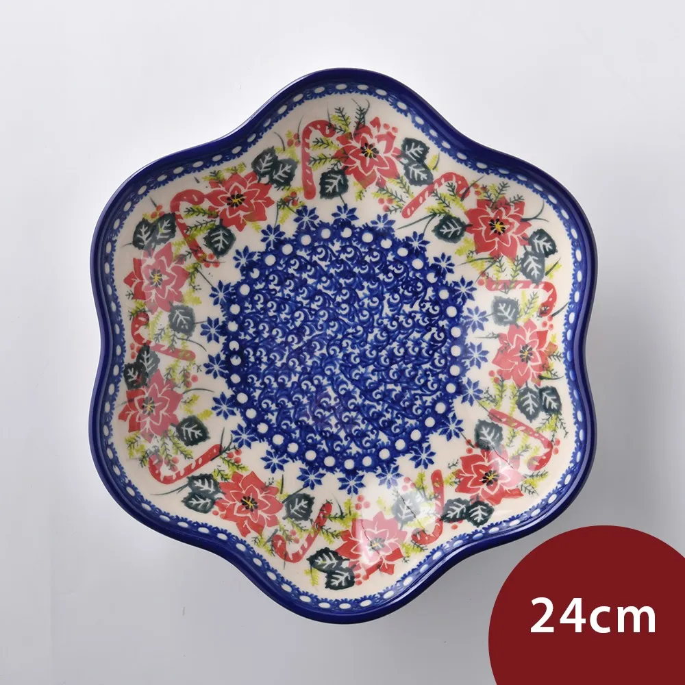 波蘭陶 耶誕雪花系列 圓形深餐盤 22cm 波蘭手工製 歷史價格詳細信息