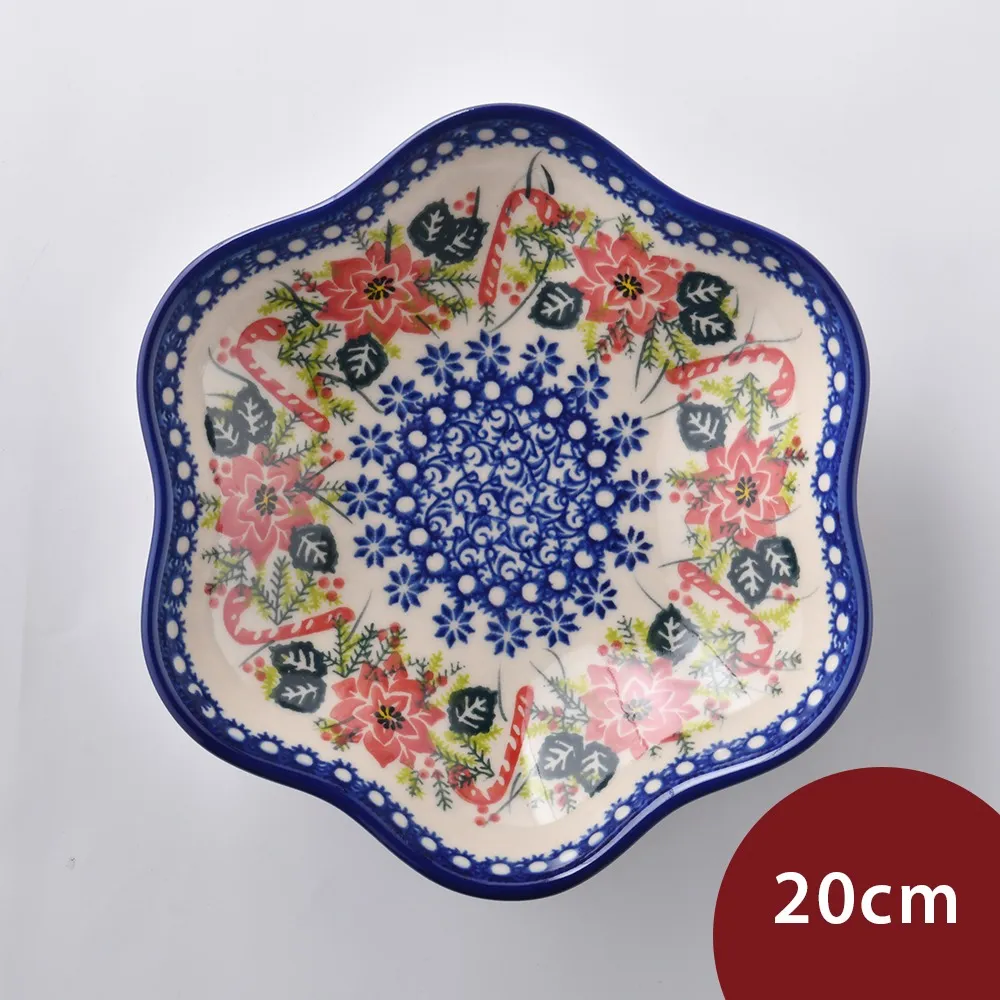 波蘭陶 耶誕雪花系列 圓形深餐盤 22cm 波蘭手工製 歷史價格詳細信息