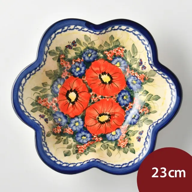 波蘭陶 奼紫嫣紅系列 圓形深餐盤 23cm 波蘭手工製 歷史價格詳細信息
