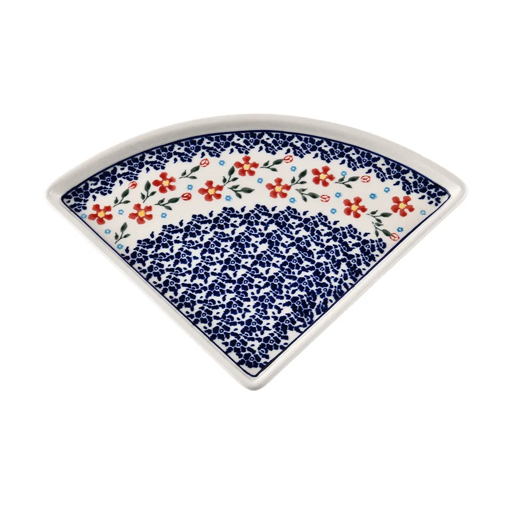 波蘭陶 藍印紅花系列 雙耳圓形深餐盤 22cm 波蘭手工製 歷史價格詳細信息