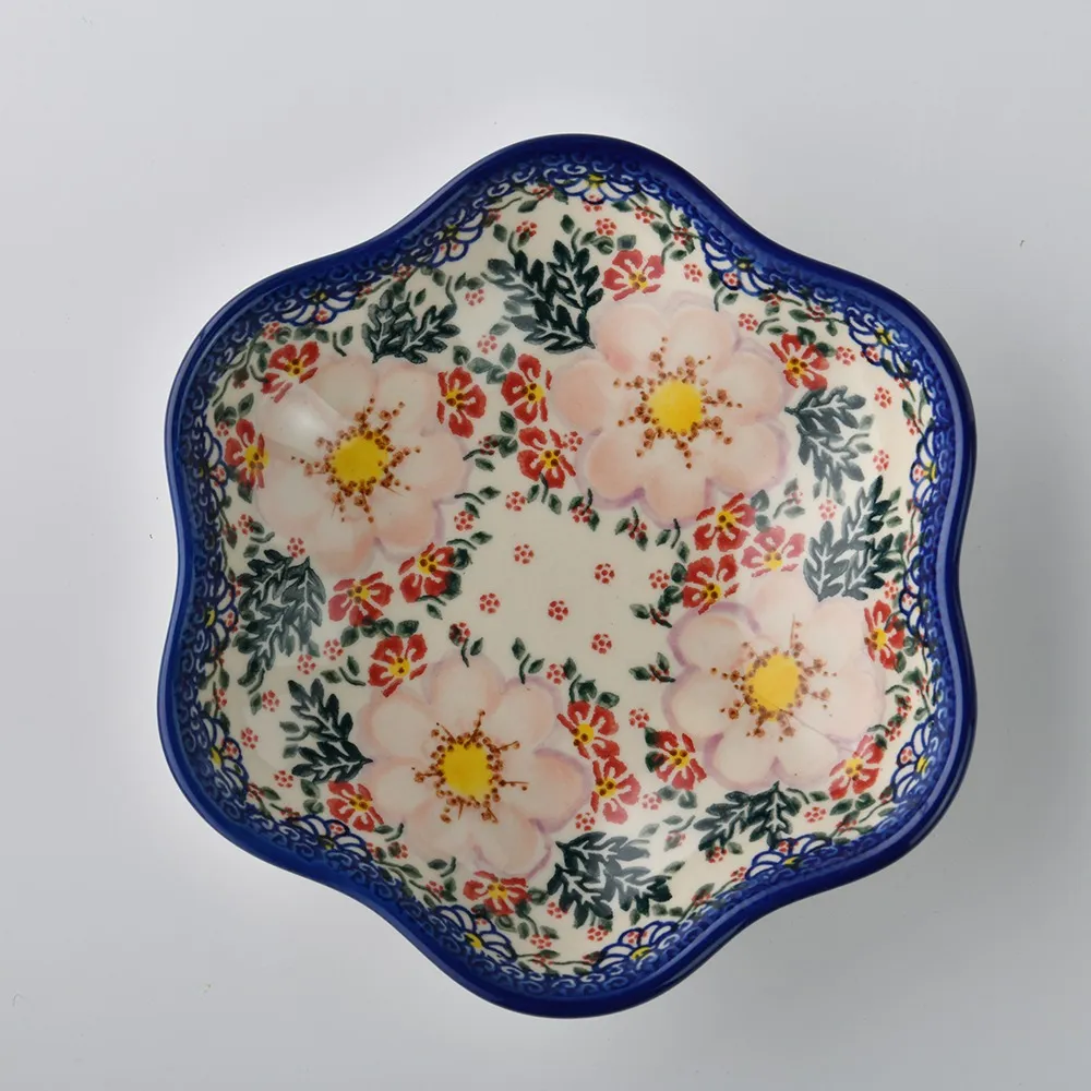 波蘭陶 映雪紅梅系列 雙耳深盤 22cm 波蘭手工製 歷史價格詳細信息