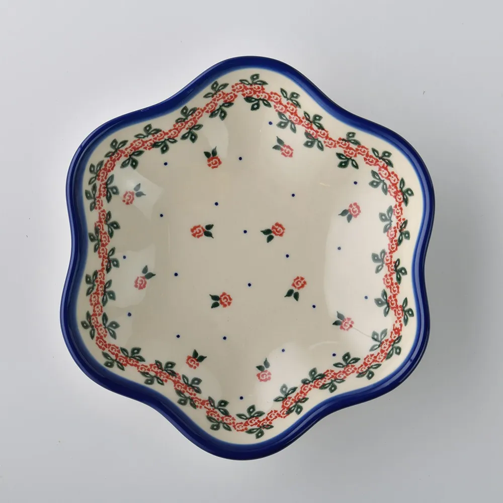 波蘭陶 玫瑰花圈系列 方形深餐盤 20cm 波蘭手工製 歷史價格詳細信息