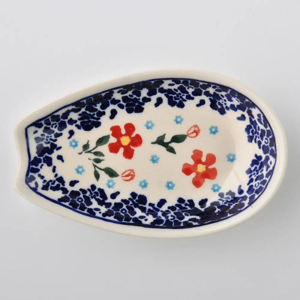 波蘭陶 藍印紅花系列 雙耳圓形深餐盤 22cm 波蘭手工製 歷史價格詳細信息