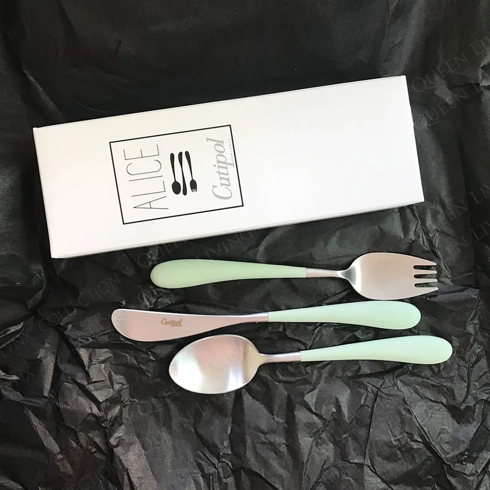 Cutipol-青玉柄點心叉匙+義大利VBC-蕾絲馬卡龍綠20cm餐盤-原廠無LOGO盒裝 歷史價格詳細信息