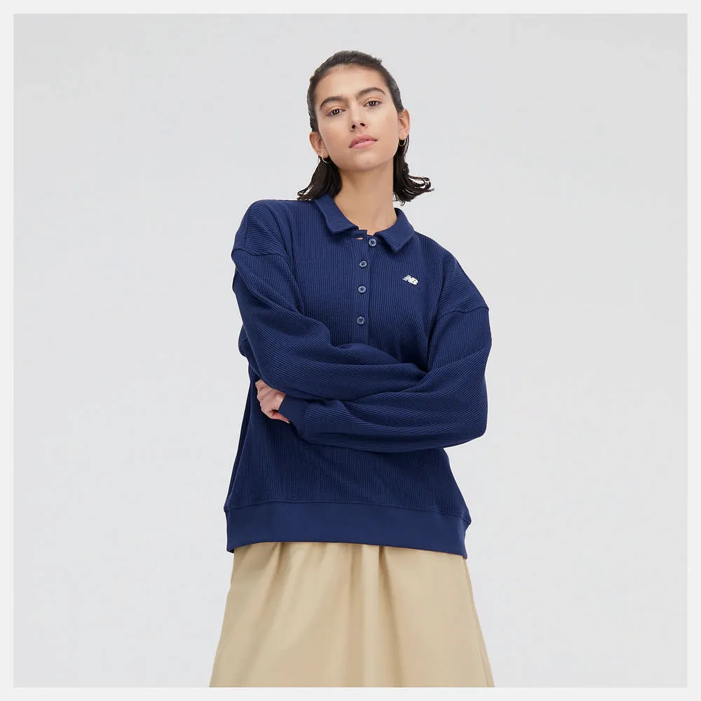 New Balance 長袖上衣 Athletics Sweatshirts 女款 深藍 寬鬆 短版 休閒 NB 大學T AWT31557NNY 歷史價格詳細信息