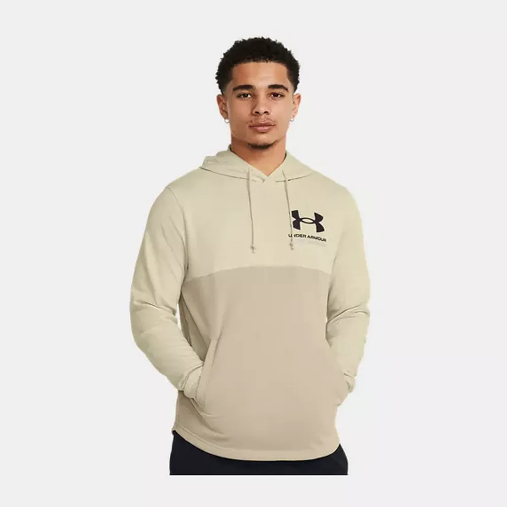 【UNDER ARMOUR】Rival Terry 撞色連帽長袖套頭衫 男 帽T 灰色-1383103-025 歷史價格詳細信息