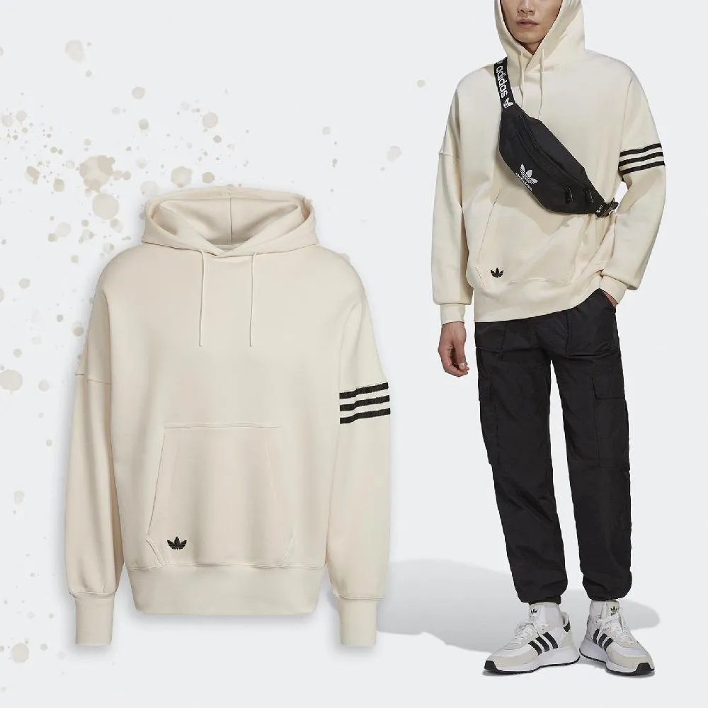 adidas 愛迪達 帽T Adicolor Hoodie 男款 長袖 連帽上衣 黑 白 三線 寬鬆 三葉草  HM1871 歷史價格詳細信息