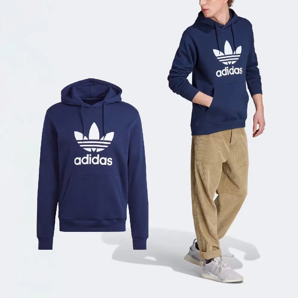 adidas 愛迪達 帽T Adicolor Hoodie 男款 長袖 連帽上衣 黑 白 三線 寬鬆 三葉草  HM1871 歷史價格詳細信息