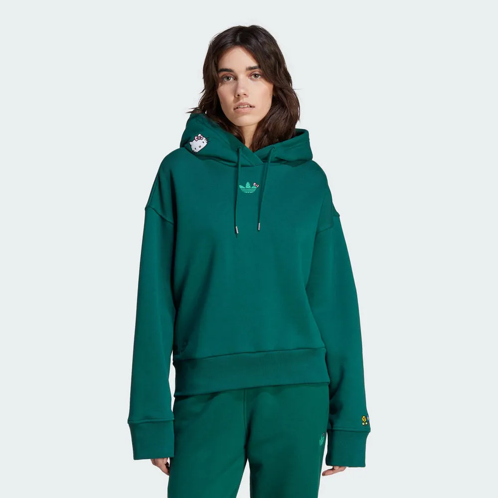 Adidas HK Hoodie [IK6567] 女 連帽 上衣 帽T 亞洲版 經典 休閒 HELLO KITTY 綠 歷史價格詳細信息