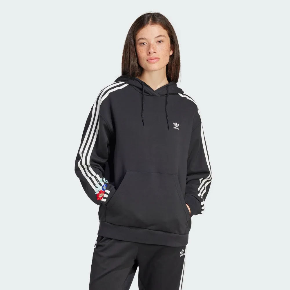 【ADIDAS】FLORAL HOODIE 連帽上衣 女 黑色-IU2515 歷史價格詳細信息