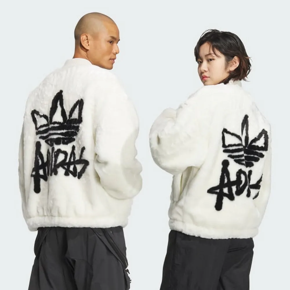 Adidas FUR Logo JKT U [IN0981] 男女 立領 外套 亞洲版 休閒 三葉草 毛絨 保暖 黑白 歷史價格詳細信息