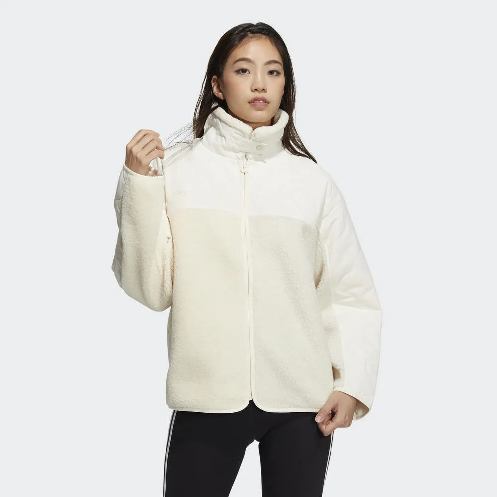 ADIDAS Sherpa Biker 女休閒外套 HC6604 粉紫深卡其 歷史價格詳細信息