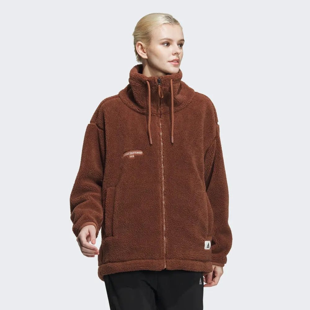 Adidas Lounge Boa [IP7059] 女 立領 外套 亞洲版 運動 訓練 休閒 抓絨 保暖 冬季 米白 歷史價格詳細信息