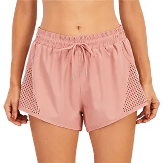 【OLRUN】雙層防走光網紗透氣女運動短褲 白 歷史價格詳細信息