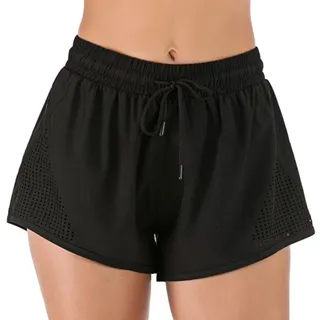 【OLRUN】雙層防走光網紗透氣女運動短褲 白 歷史價格詳細信息