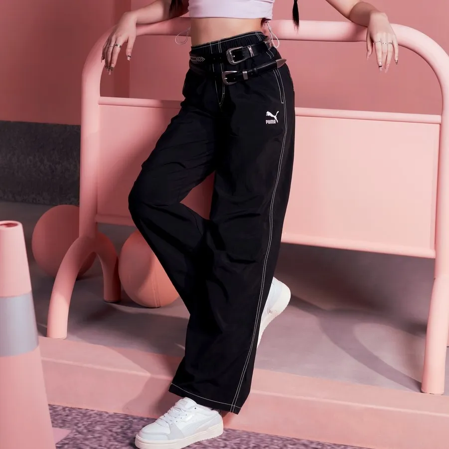 【PUMA】長褲 女 Liberty 花卉系列 T7 寬鬆 A字 喇叭褲  運動 休閒 印花 歐規(62267301) 歷史價格詳細信息