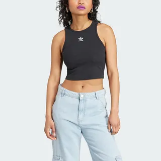 Adidas Rib Tank [IJ8257] 女 短版 背心 亞洲版 經典 三葉草 休閒 復古 羅紋 修身 白 歷史價格詳細信息