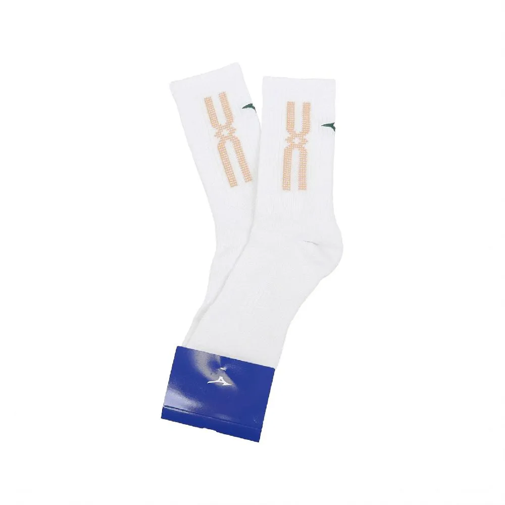 Mizuno 美津濃 襪子 Crew Socks 男款 白 黃 高筒 運動襪 長襪 包覆 單雙入 32TXA608-19 歷史價格詳細信息