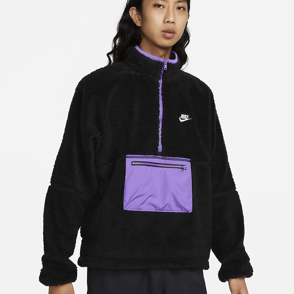 Nike 長袖上衣 Club Winter Swearshirt 男款 黑 紫 寬鬆 立領 毛布料 衛衣 DQ4881-010 歷史價格詳細信息