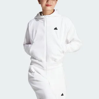 Adidas W Z.N.E. FZ [IN5134] 女 連帽 外套 亞洲版 運動 訓練 休閒 寬鬆 舒適 淺灰 歷史價格詳細信息