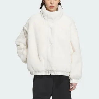 Adidas FUR Logo JKT U [IN0981] 男女 立領 外套 亞洲版 休閒 三葉草 毛絨 保暖 黑白 歷史價格詳細信息