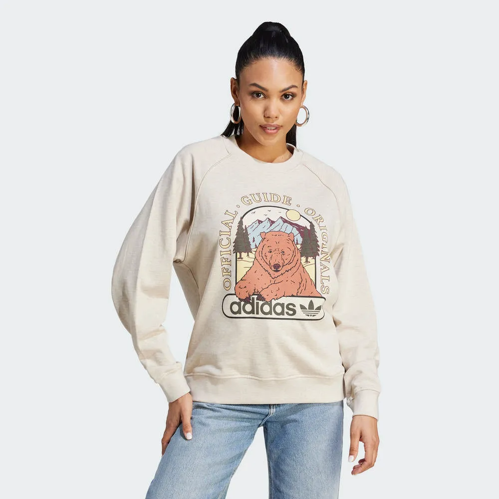 adidas 長袖 Sweatshirts 米白色 女款 大學T 厚磅 愛迪達 落肩 內刷毛【ACS】 H40022 歷史價格詳細信息