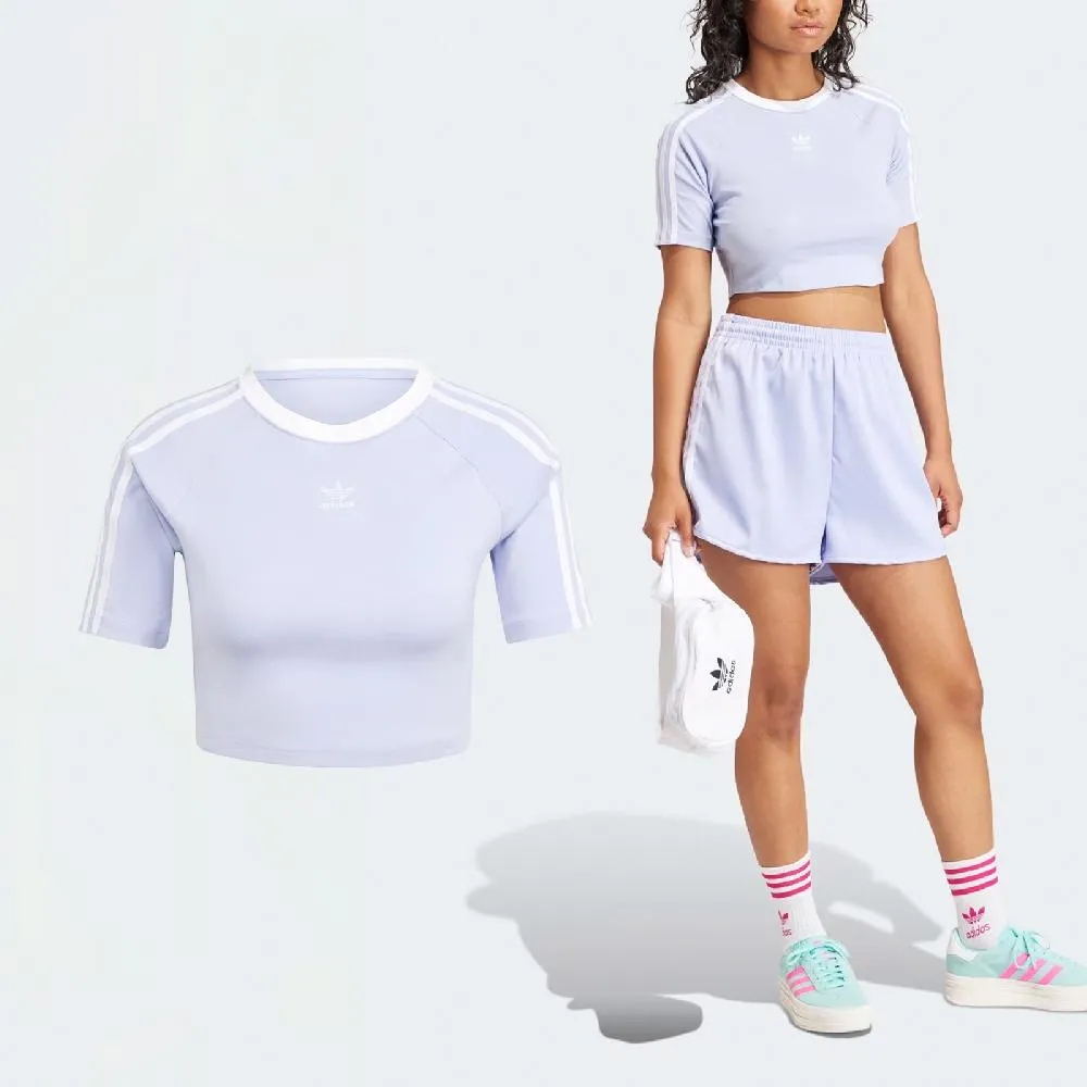 ADIDAS ADICOLOR 三葉草 女短袖上衣 淺藍 -FM3322 歷史價格詳細信息