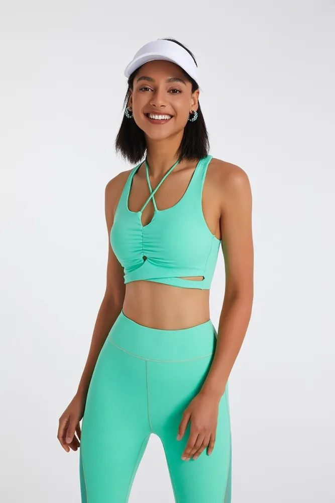 【双紅瑜伽】美背掛脖褶皺健身背心 歷史價格詳細信息