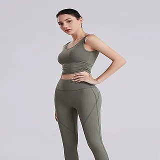 磨毛瑜伽服女倆件套運動緊身褲吸溼吊帶跑步高彈力騎行健身服套裝 歷史價格詳細信息