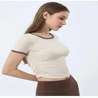 收腰褶皺交叉V領德絨打底衫釹秋冬新款法式高級感修身長袖T卹上衣 歷史價格詳細信息