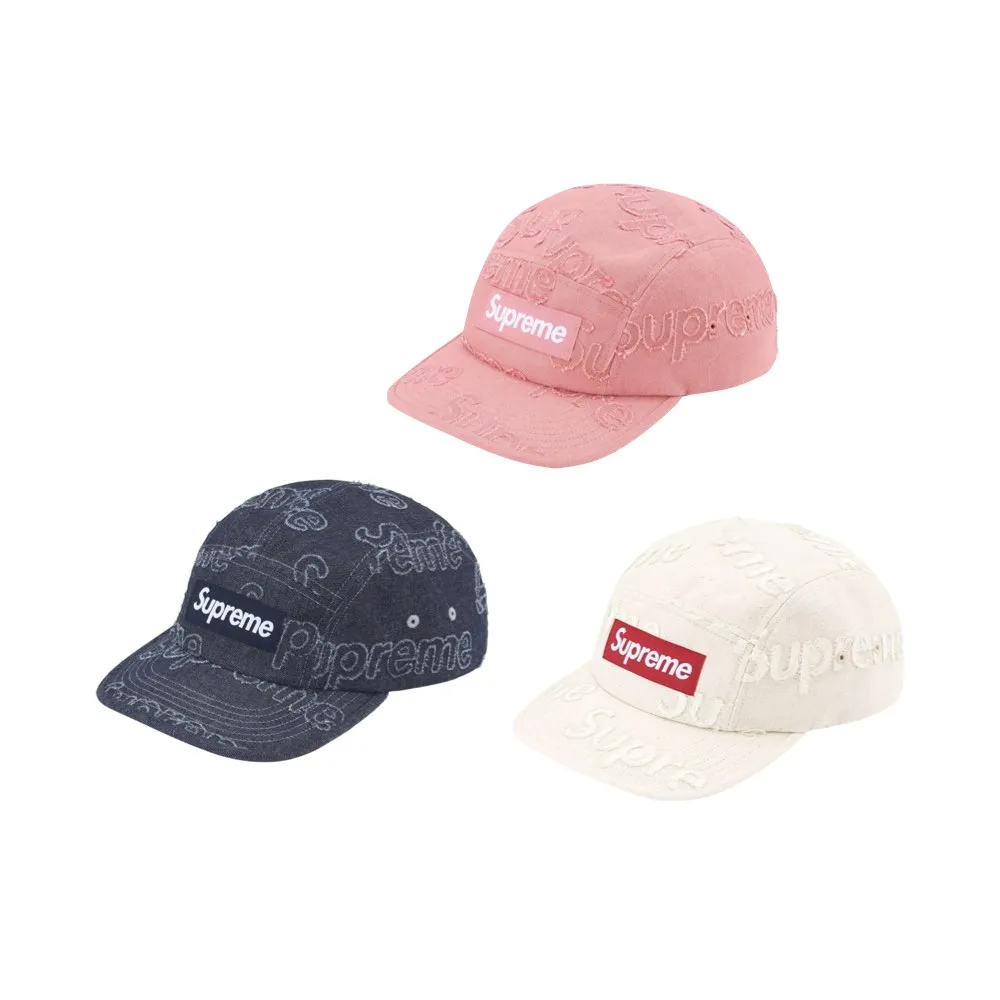 Supreme Lasered Denim Camp Cap Hat Off White Navy FW24 Five Panel 歷史價格詳細信息