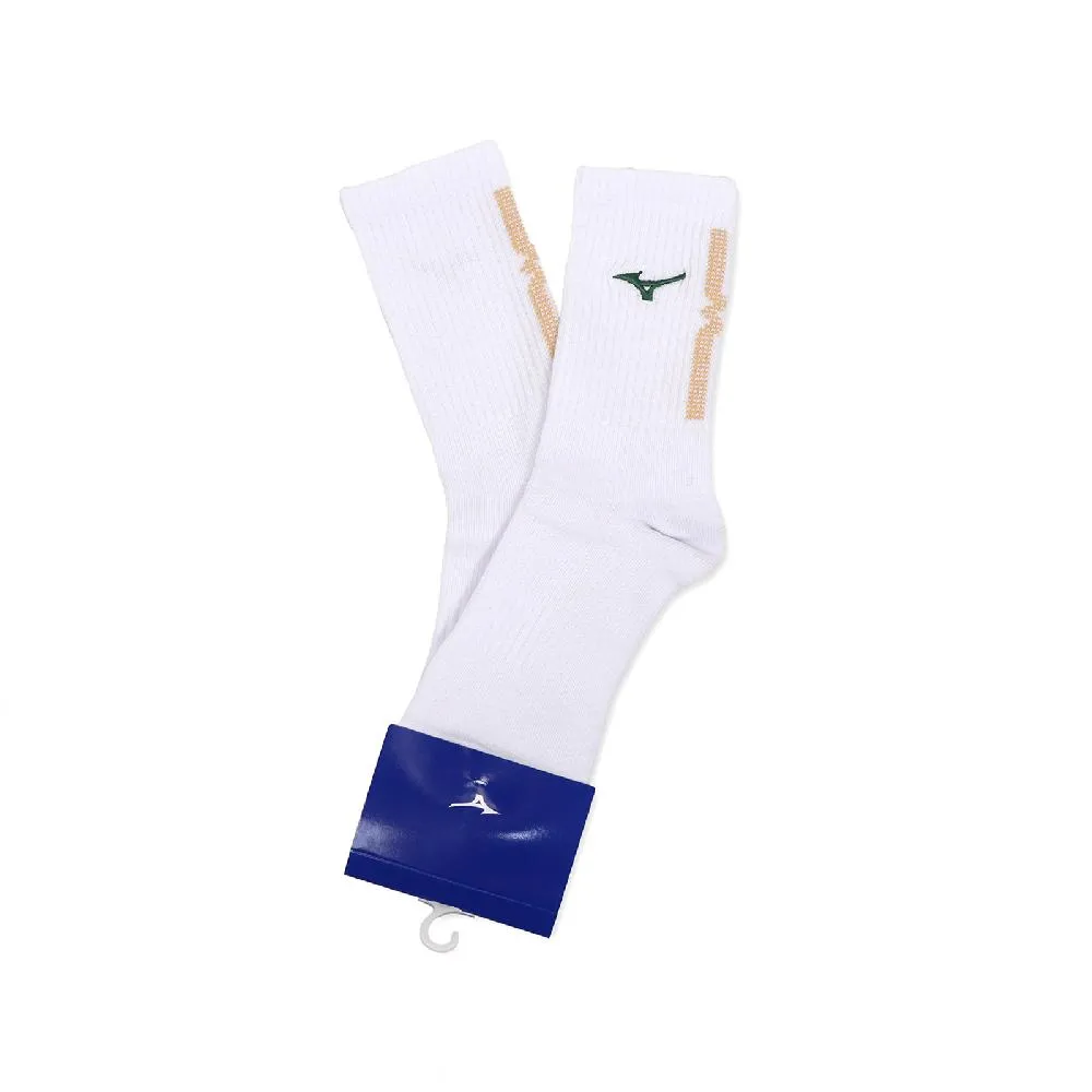 Mizuno 美津濃 襪子 Crew Socks 男款 白 黃 高筒 運動襪 長襪 包覆 單雙入 32TXA608-19 歷史價格詳細信息