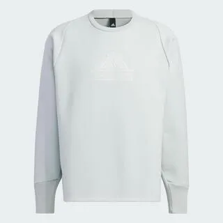 Adidas M Z.N.E FL Crew [IQ1376] 男 長袖 上衣 大學T 亞洲版 休閒 寬鬆 保暖 淺灰 歷史價格詳細信息