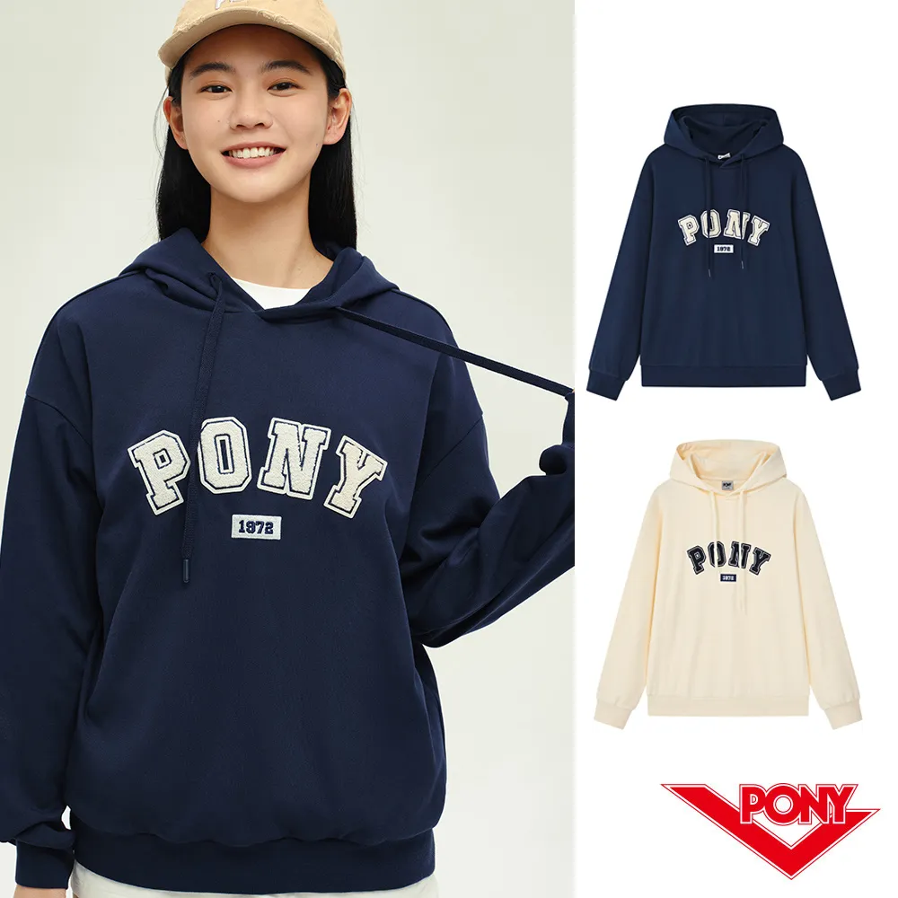 PONY 長袖素色大學帽T-男女款-藍/粉/黃 歷史價格詳細信息