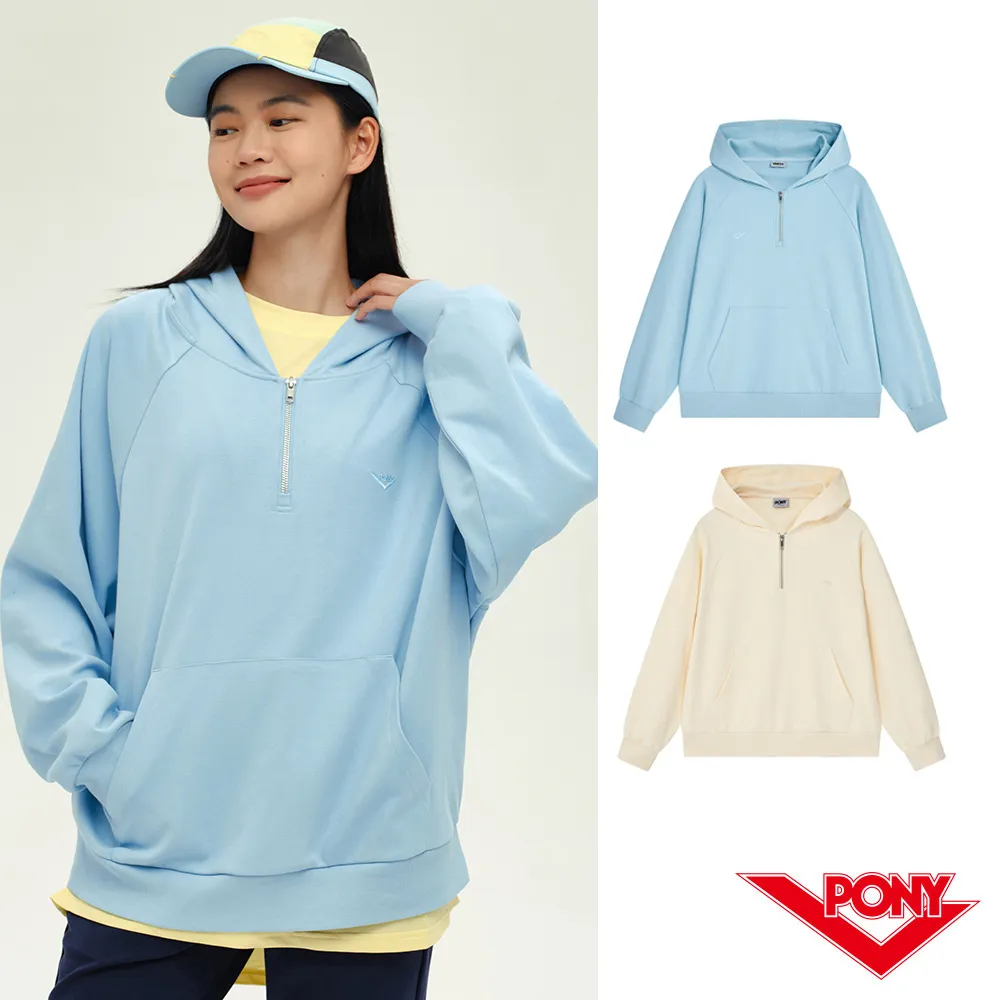 PONY 長袖素色大學帽T-男女款-藍/粉/黃 歷史價格詳細信息