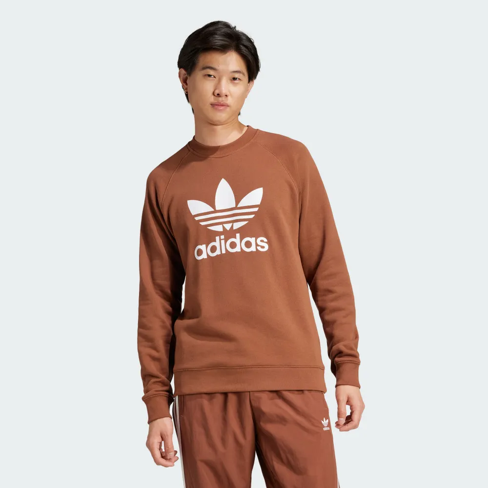 Adidas Trefoil Crew [IZ2357] 男 長袖 上衣 衛衣 運動 經典 三葉草 休閒 棉質 棕 歷史價格詳細信息