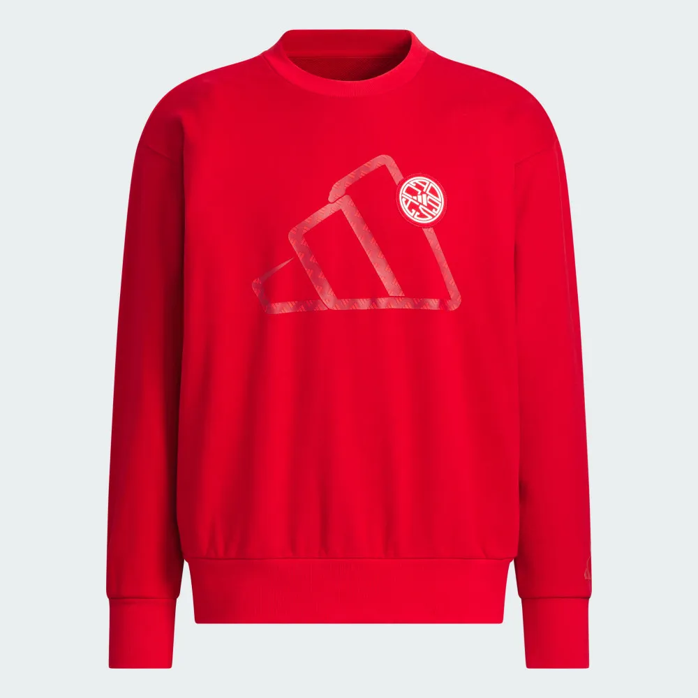 【ADIDAS】CM ST SWEAT 圓領套頭衫 男女款 長袖上衣 白黑紅 條紋 新年-JZ4201 歷史價格詳細信息