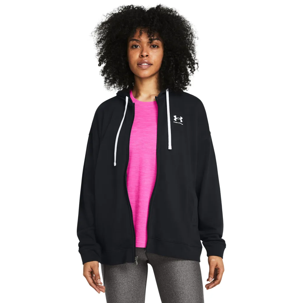 【UNDER ARMOUR】Rival Terry OS 連帽長袖套頭衫 女 帽T 粉色-1382736-015 歷史價格詳細信息